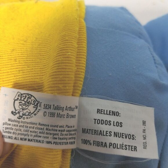 Vintage 1996 Talking Arthur Aardvark Plush Playskool Stuffed Animal 17.25" - Picture 6 of 6